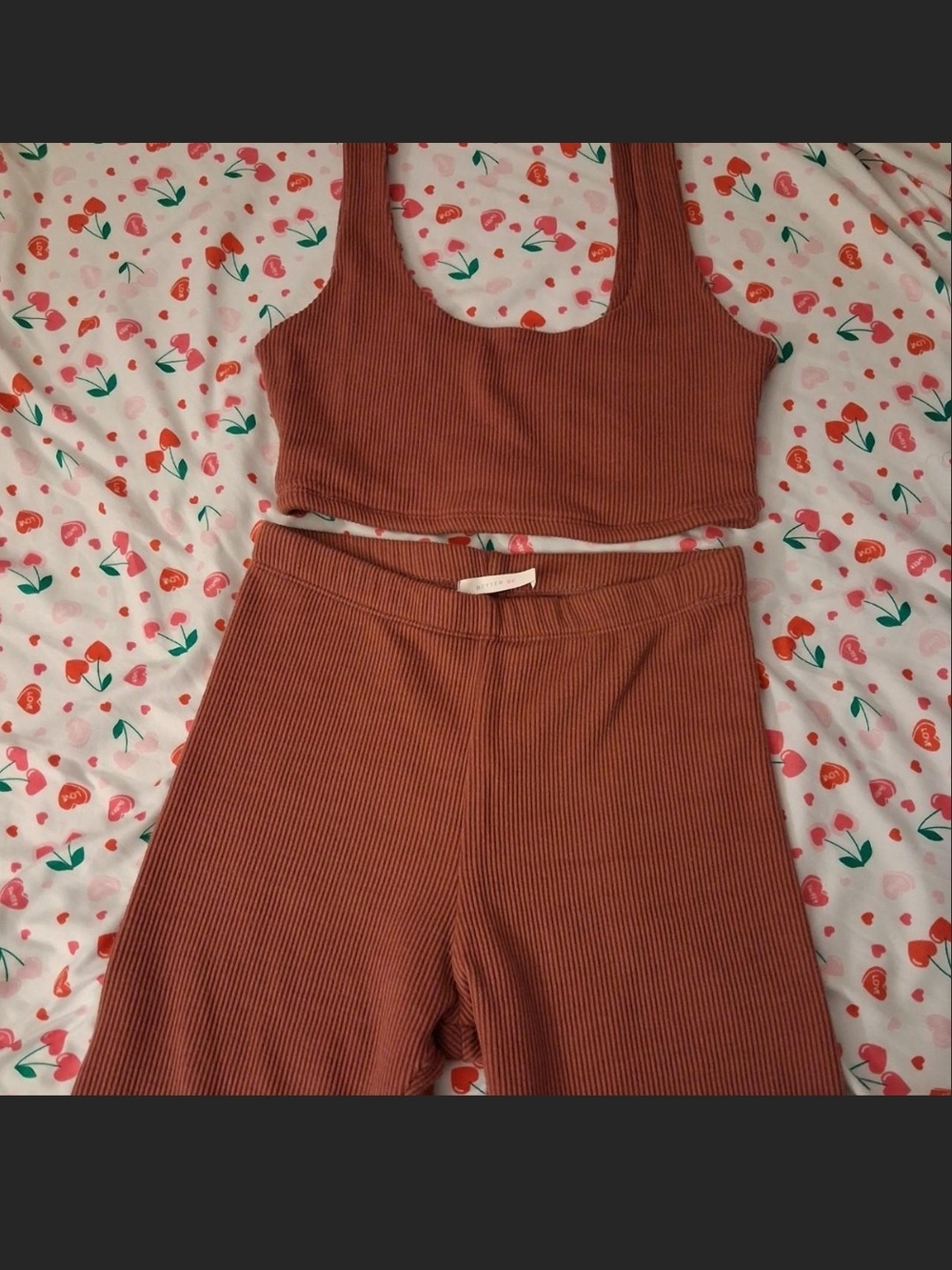 Better Be Ribbed Lounge Set in Rusty Brown